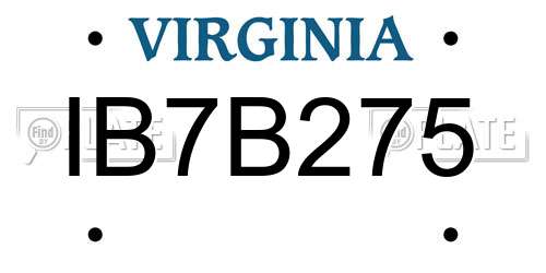 IB7B275 Virginia License Plate