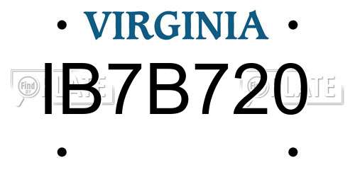 IB7B720 Virginia License Plate