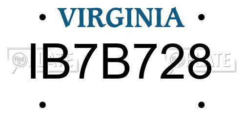 IB7B728 Virginia License Plate