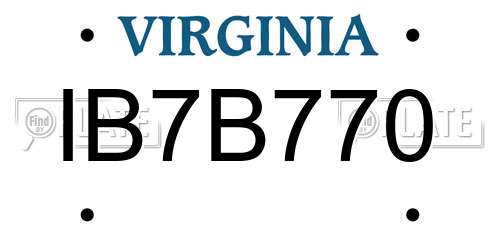 IB7B770 Virginia License Plate