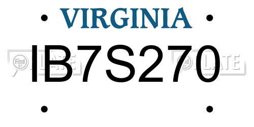 IB7S270 Virginia License Plate