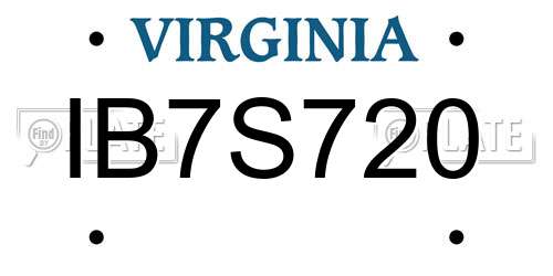 IB7S720 Virginia License Plate