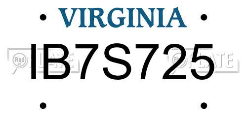 IB7S725 Virginia License Plate