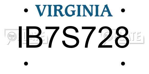 IB7S728 Virginia License Plate