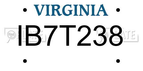 IB7T238 Virginia License Plate