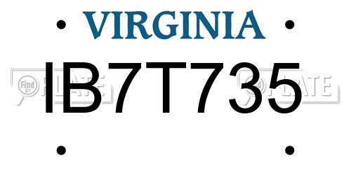 IB7T735 Virginia License Plate
