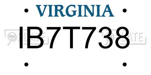 IB7T738 Virginia License Plate