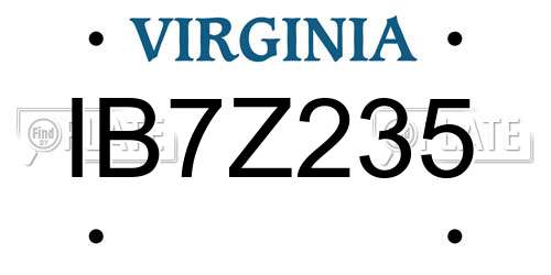 IB7Z235 Virginia License Plate