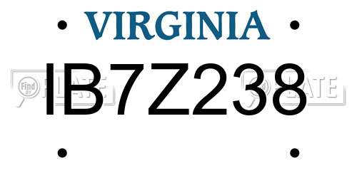 IB7Z238 Virginia License Plate