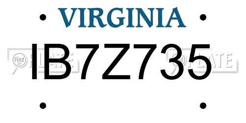 IB7Z735 Virginia License Plate