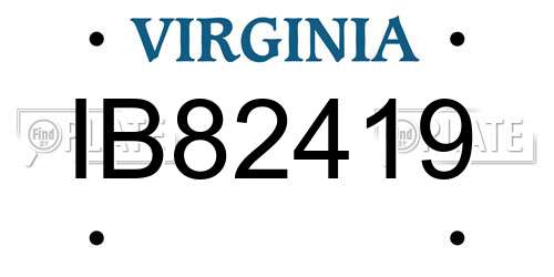IB82419 Virginia License Plate