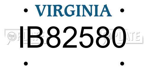 IB82580 Virginia License Plate