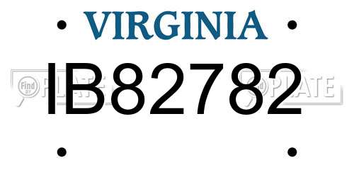 IB82782 Virginia License Plate