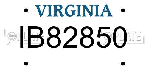 IB82850 Virginia License Plate