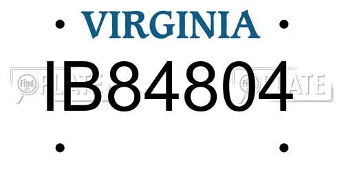 IB84804 Virginia License Plate