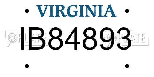 IB84893 Virginia License Plate
