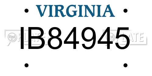 IB84945 Virginia License Plate