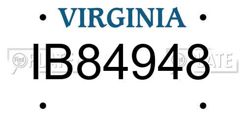 IB84948 Virginia License Plate