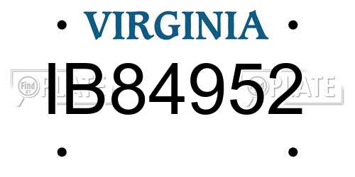 IB84952 Virginia License Plate