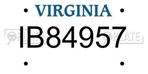 IB84957 Virginia License Plate