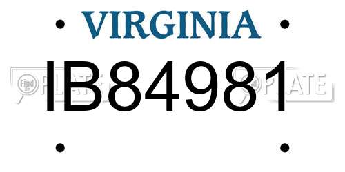 IB84981 Virginia License Plate