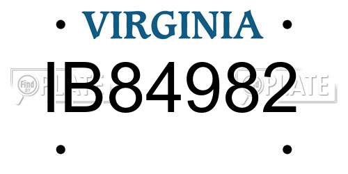 IB84982 Virginia License Plate
