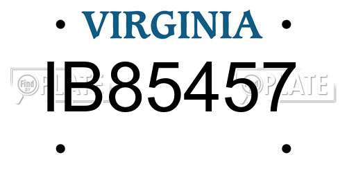 IB85457 Virginia License Plate