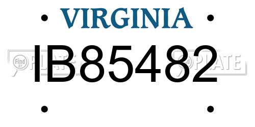 IB85482 Virginia License Plate