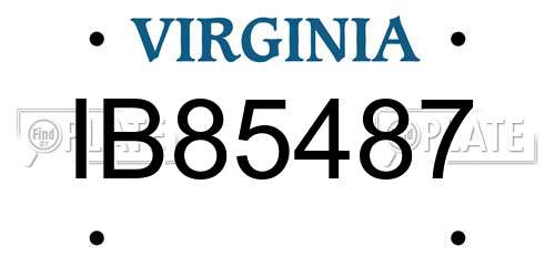 IB85487 Virginia License Plate