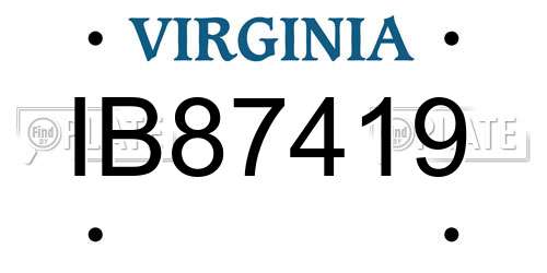 IB87419 Virginia License Plate