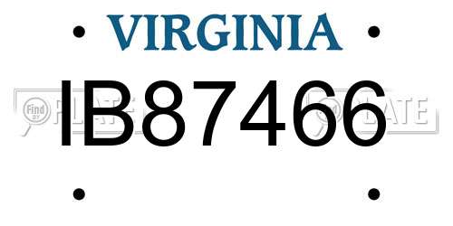 IB87466 Virginia License Plate