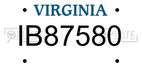 IB87580 Virginia License Plate