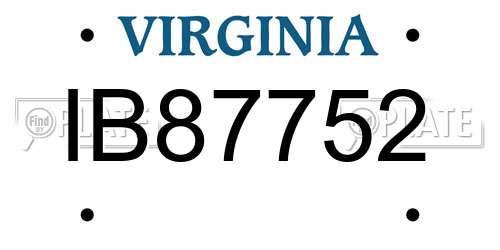 IB87752 Virginia License Plate