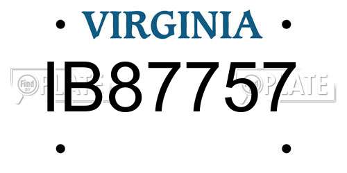IB87757 Virginia License Plate