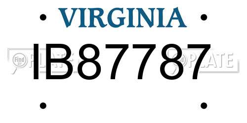 IB87787 Virginia License Plate
