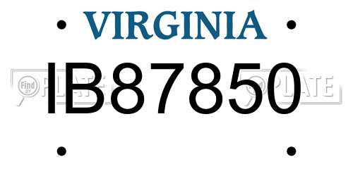 IB87850 Virginia License Plate