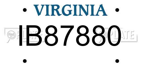 IB87880 Virginia License Plate