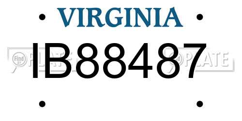 IB88487 Virginia License Plate