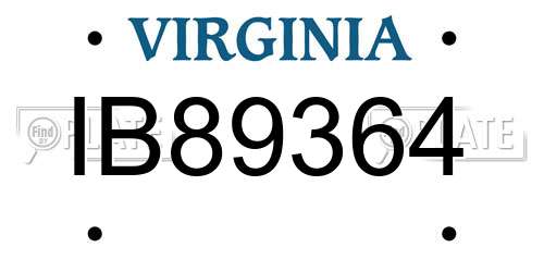 IB89364 Virginia License Plate