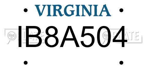 IB8A504 Virginia License Plate
