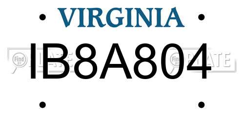 IB8A804 Virginia License Plate