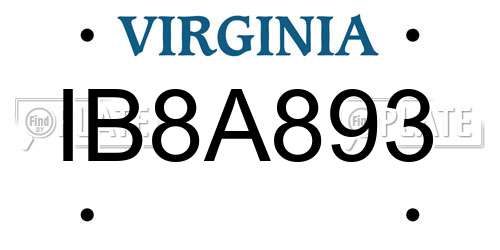 IB8A893 Virginia License Plate