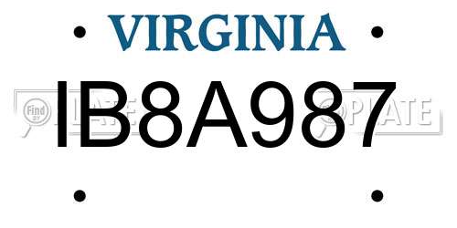 IB8A987 Virginia License Plate