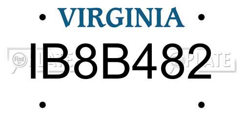 IB8B482 Virginia License Plate