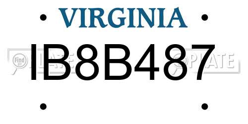 IB8B487 Virginia License Plate