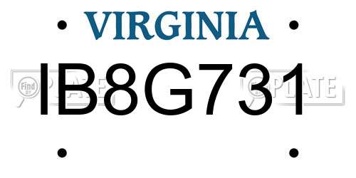 IB8G731 Virginia License Plate
