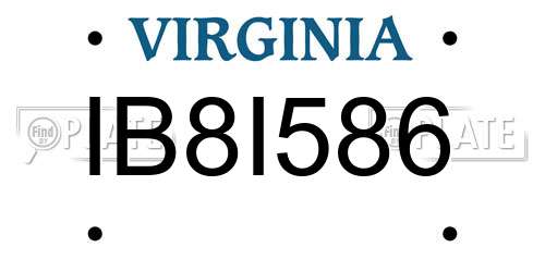 IB8I586 Virginia License Plate