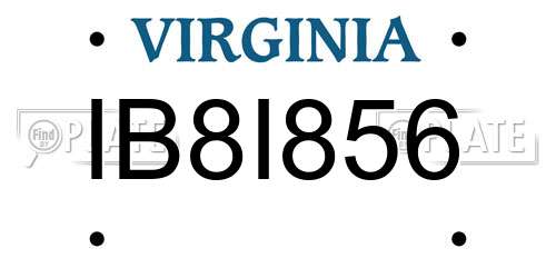 IB8I856 Virginia License Plate