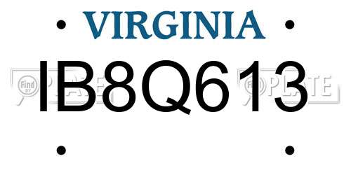 IB8Q613 Virginia License Plate