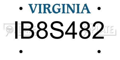 IB8S482 Virginia License Plate